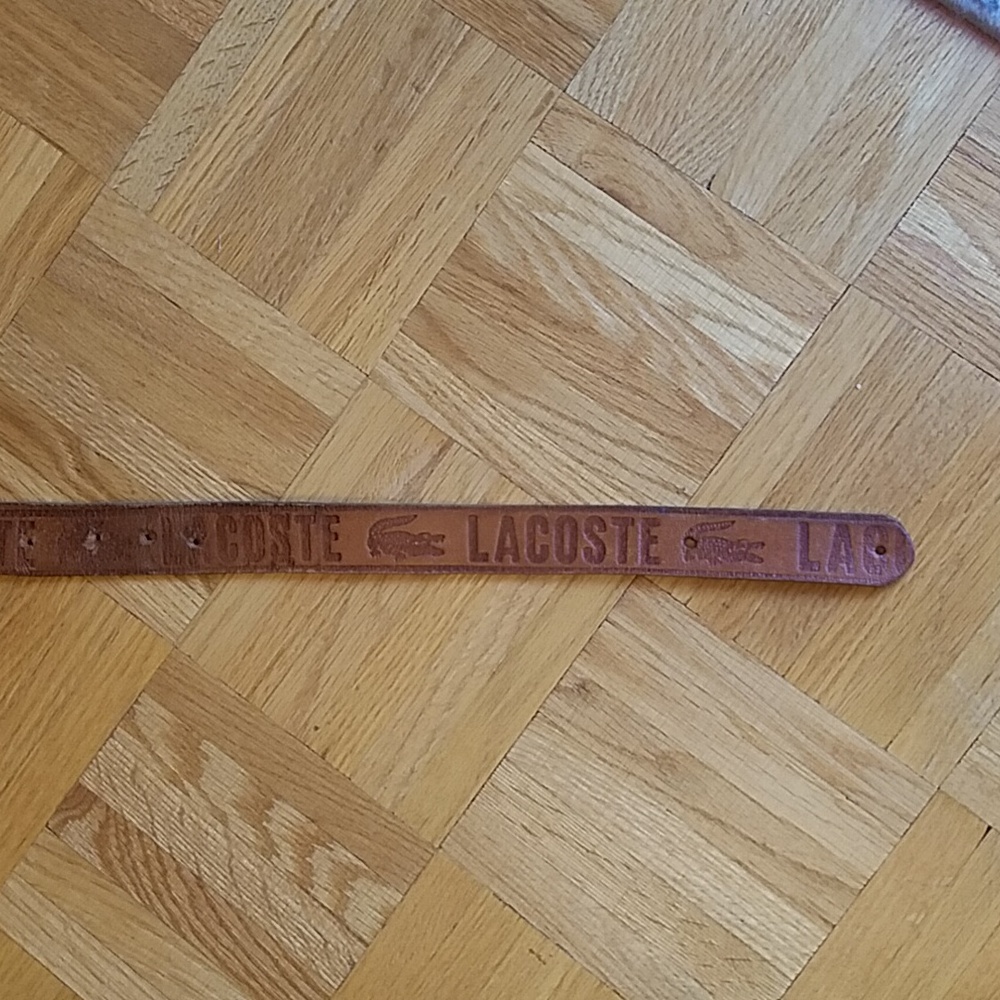 RARE Vintage Lacoste leather embossed monogrammed belt and buckle Warrior - Picture 9 of 11